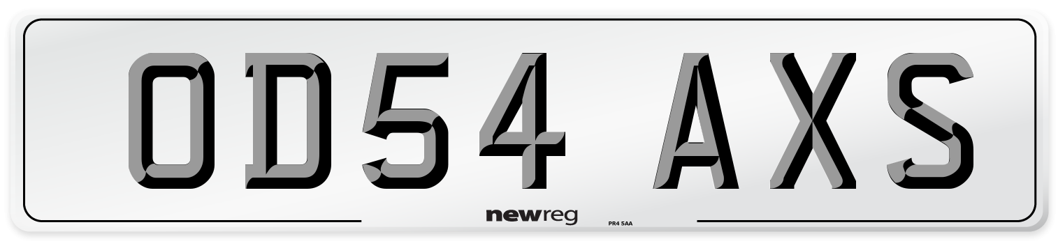OD54 AXS Number Plate from New Reg